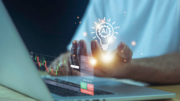 Planning and strategy concept, stock market, trader or investor working at home. Technical price graph and indicator, red and candlestick chart and stock trading screen.